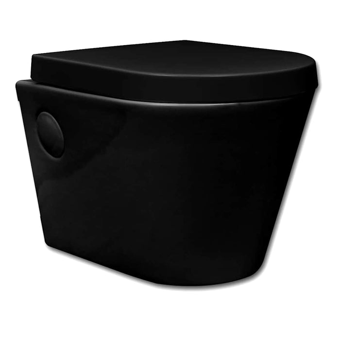 Vas toaletă suspendat cu rezervor încastrat, ceramică, negru WALTI