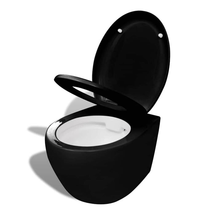 Vas toaletă suspendat cu rezervor încastrat, ceramică, negru WALTI