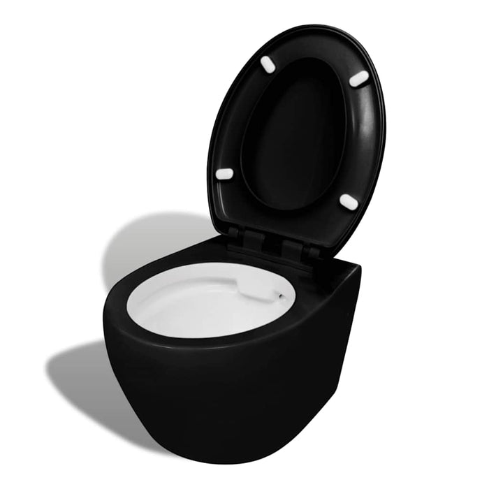 Vas toaletă suspendat cu rezervor încastrat, ceramică, negru WALTI