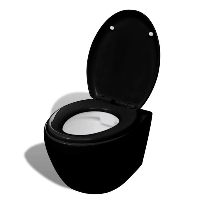 Vas toaletă suspendat cu rezervor încastrat, ceramică, negru WALTI