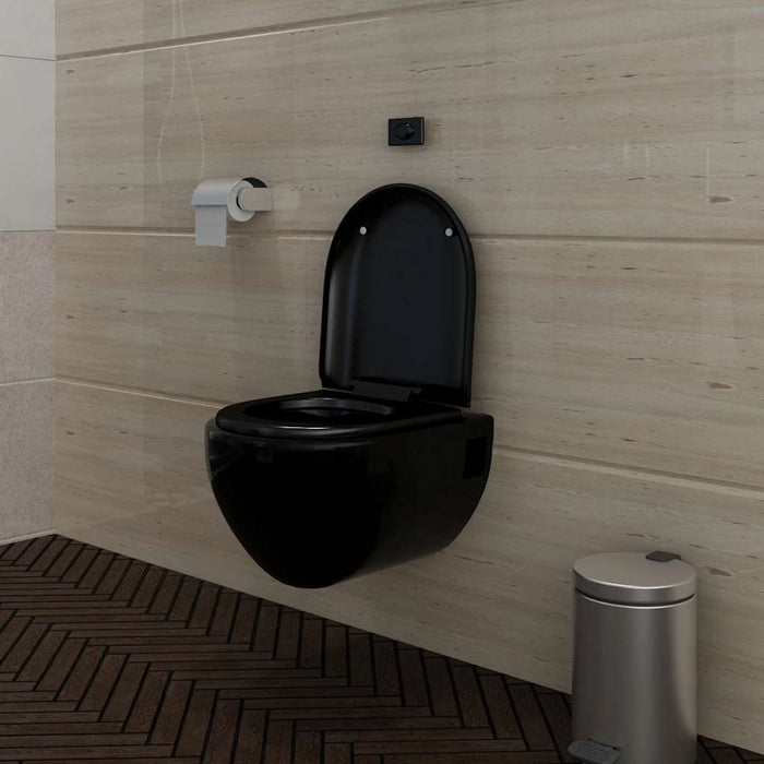 Vas toaletă suspendat cu rezervor, ceramică, negru WALTI