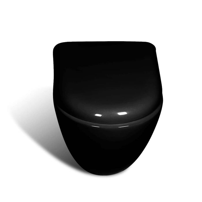 Vas toaletă suspendat cu rezervor, ceramică, negru WALTI