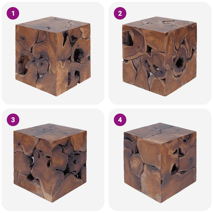 Taburete, 4 buc., maro, 40x40x45 cm, lemn de tec masiv WALTI