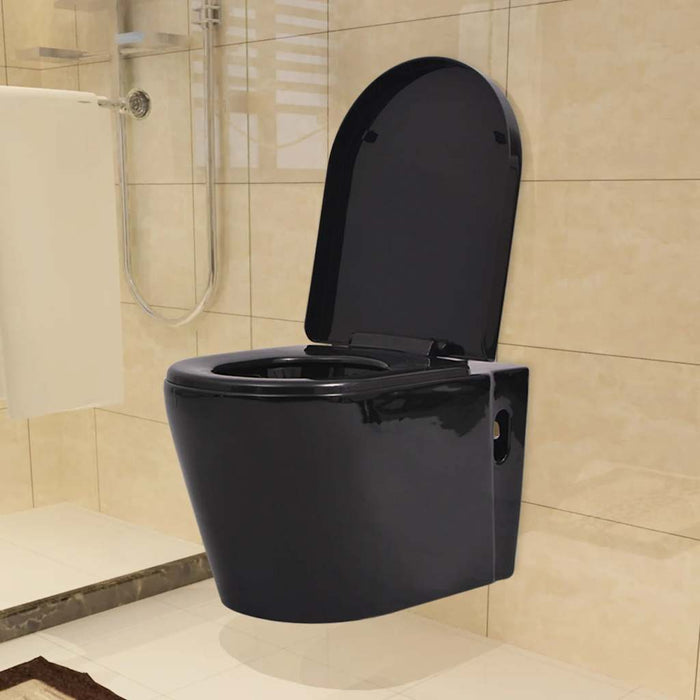 Vas toaletă suspendat cu rezervor încastrat, ceramică, negru - WALTI WALTI
