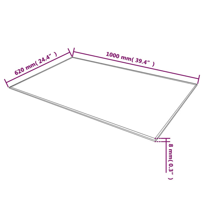Blat de masă, sticlă securizată, dreptunghiular, 1000 x 620 mm - WALTI WALTI