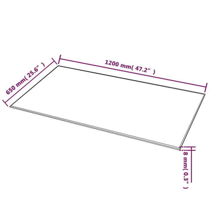 Blat de masă din sticlă securizată, dreptunghiular, 1200x650 mm - WALTI WALTI