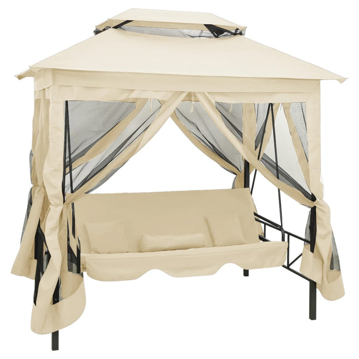 Balansoar extensibil cu pavilion, alb crem - WALTI WALTI