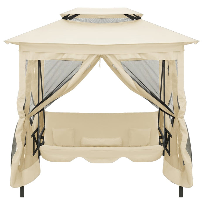 Balansoar extensibil cu pavilion, alb crem - WALTI WALTI