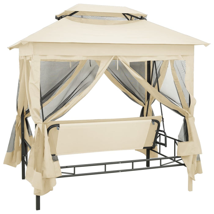 Balansoar extensibil cu pavilion, alb crem - WALTI WALTI