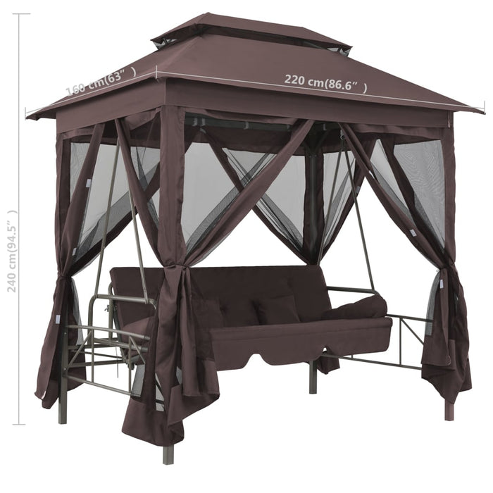 Balansoar extensibil cu pavilion, cafeniu - WALTI WALTI