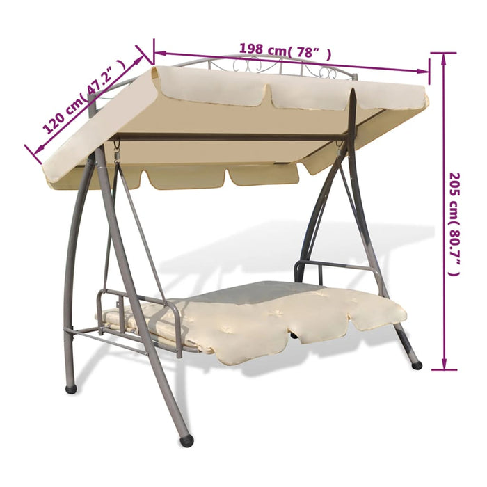 Balansoar de exterior extensibil cu copertină, alb nisipiu - WALTI WALTI