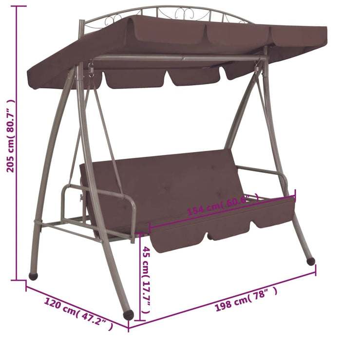 Balansoar de exterior extensibil cu copertină, cafeniu - WALTI WALTI