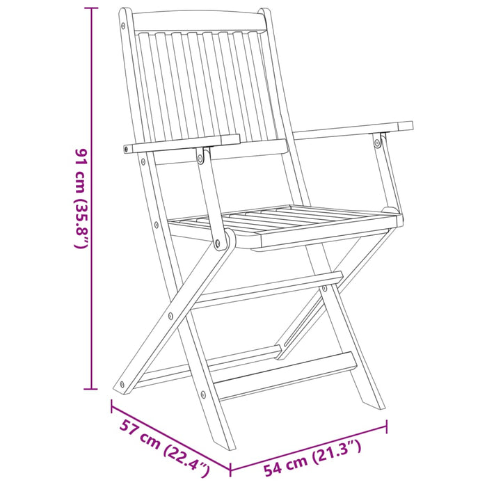 Set mobilier de exterior pliabil, 7 piese, lemn masiv de acacia - WALTI WALTI