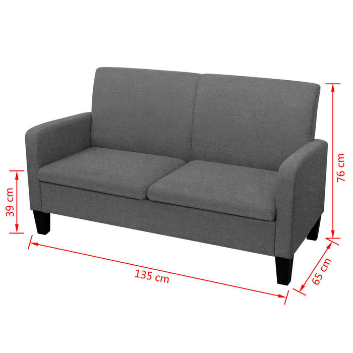 Canapea cu 2 locuri, 135 x 65 x 76 cm, gri închis - WALTI WALTI
