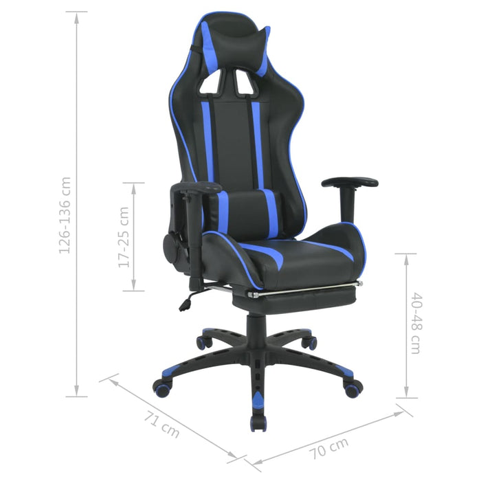Scaun birou rabatabil, design racing, suport picioare, albastru - WALTI WALTI