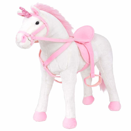 Jucărie unicorn din pluș în picioare, alb și roz, XXL - WALTI WALTI