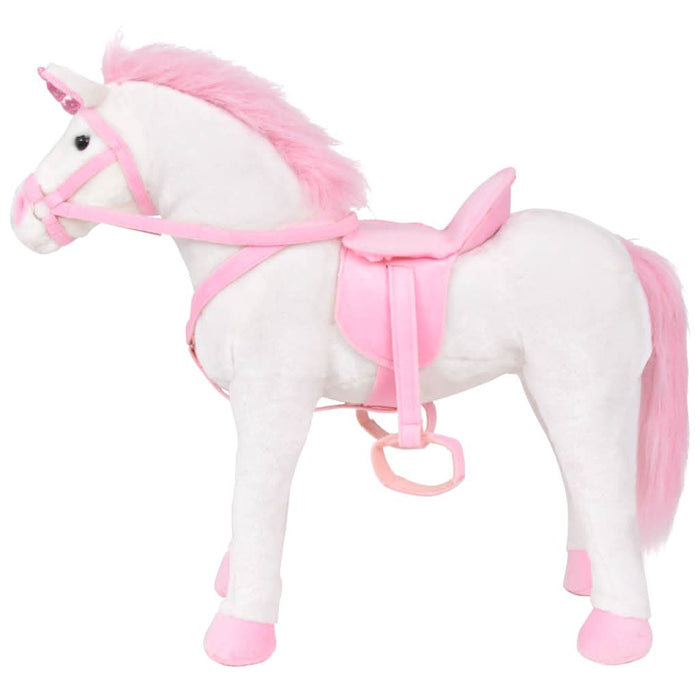 Jucărie unicorn din pluș în picioare, alb și roz, XXL - WALTI WALTI