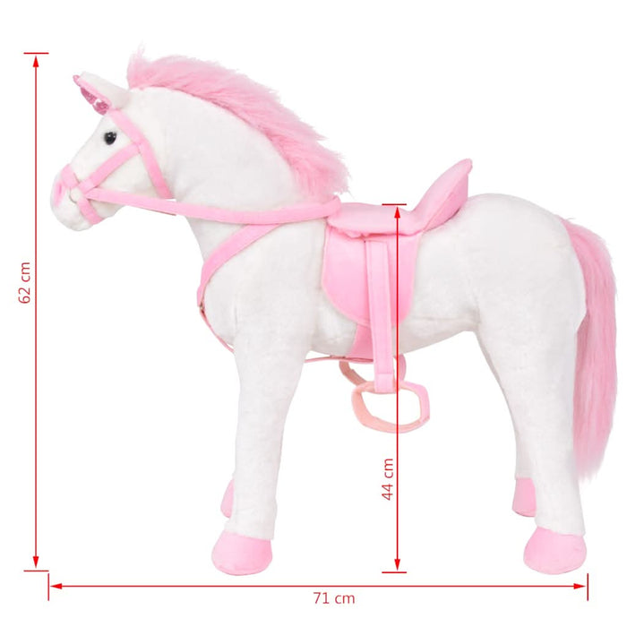 Jucărie unicorn din pluș în picioare, alb și roz, XXL - WALTI WALTI