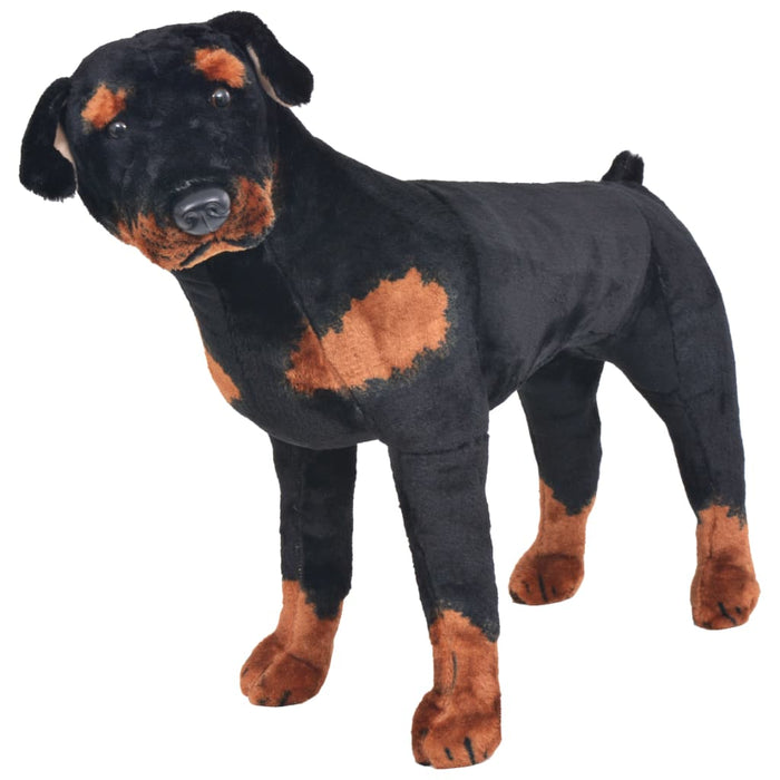 Jucărie de pluș câine rottweiler, negru și maro, XXL WALTI