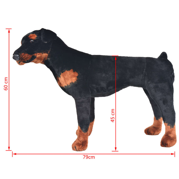 Jucărie de pluș câine rottweiler, negru și maro, XXL WALTI