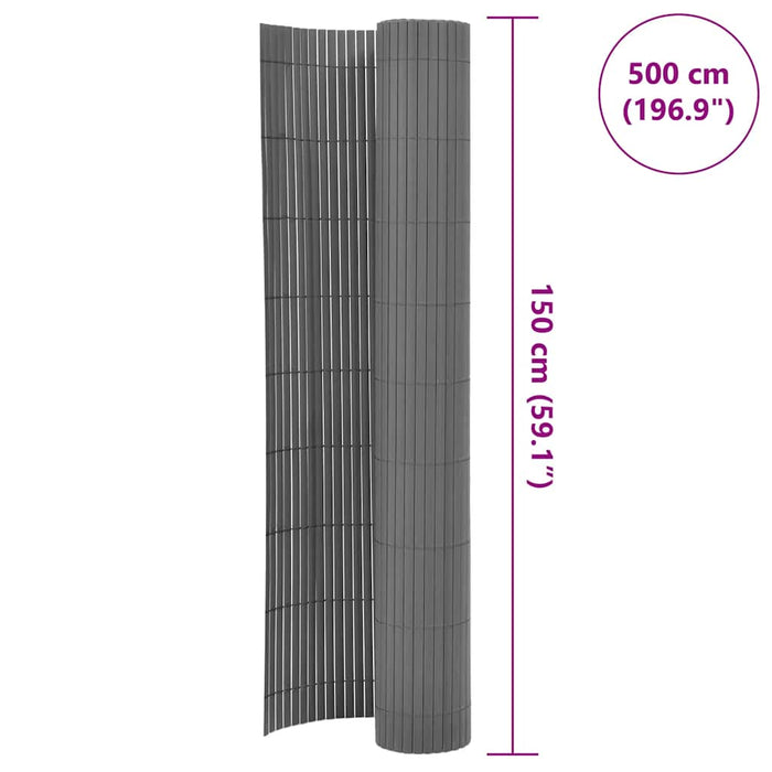 Gard pentru grădină cu două fețe, gri, 150 x 500 cm, PVC WALTI