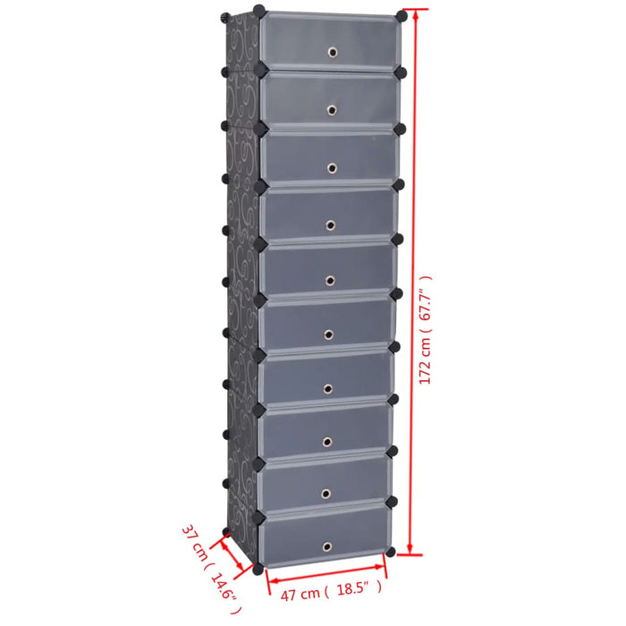 Organizator de pantofi interconectat, 10 compartimente, negru - WALTI WALTI