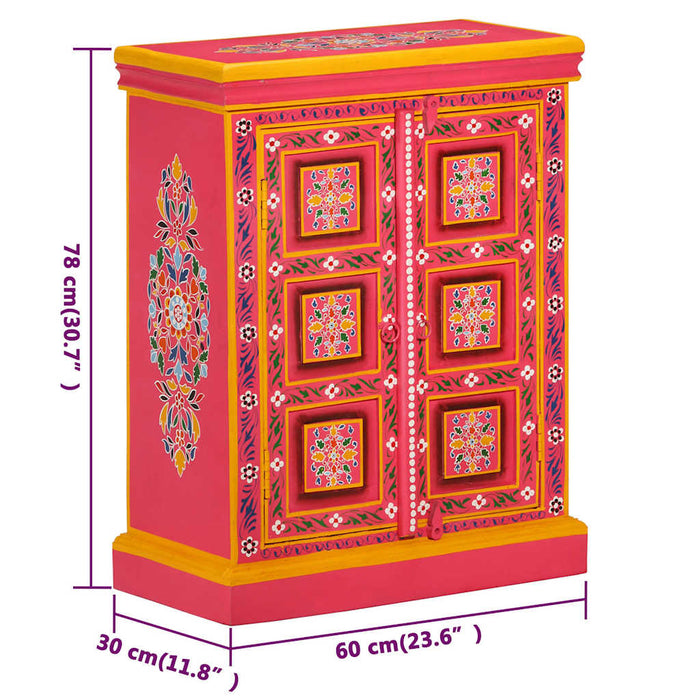 Dulap, roz, lemn masiv de mango, pictat manual WALTI
