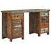 Birou cu postament, 140 x 50 x 77 cm, lemn masiv reciclat - WALTI WALTI