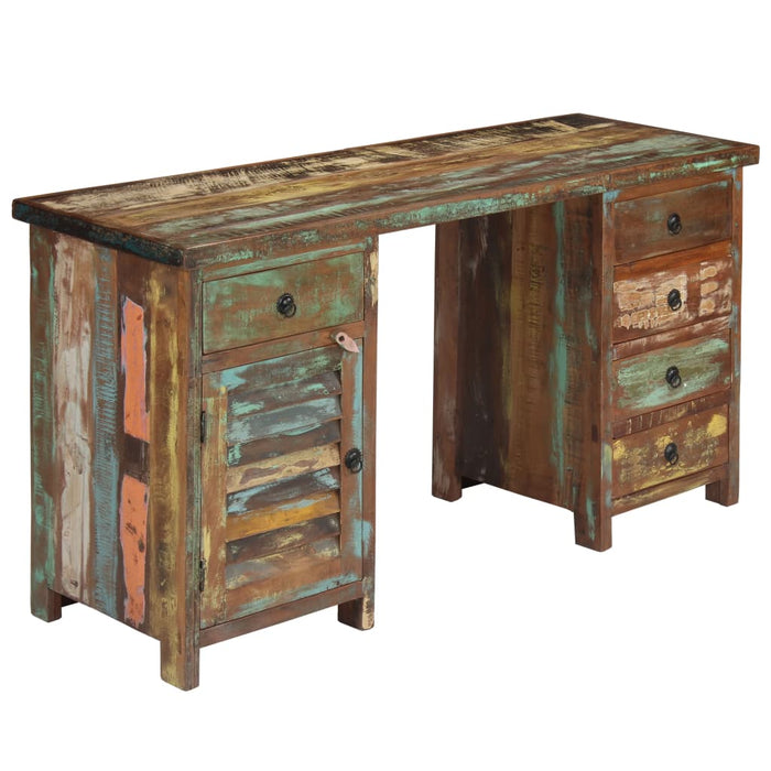 Birou cu postament, 140 x 50 x 77 cm, lemn masiv reciclat - WALTI WALTI