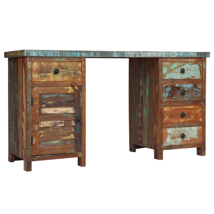 Birou cu postament, 140 x 50 x 77 cm, lemn masiv reciclat - WALTI WALTI