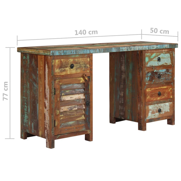 Birou cu postament, 140 x 50 x 77 cm, lemn masiv reciclat - WALTI WALTI