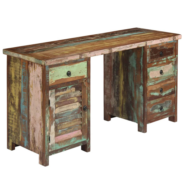 Birou cu postament, 140 x 50 x 77 cm, lemn masiv reciclat - WALTI WALTI