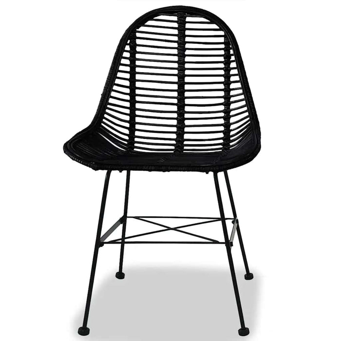 Scaune de bucătărie, 2 buc., negru, ratan natural - WALTI WALTI