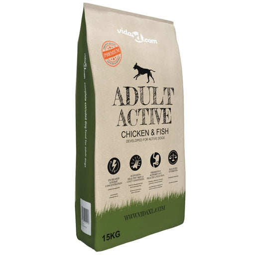 Hrană câini uscată Premium, pui & pește adulți activi, 15 kg - WALTI WALTI