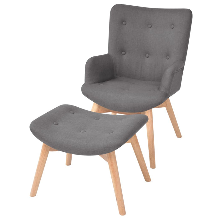 Fotoliu cu taburet pentru picioare, gri, material textil WALTI