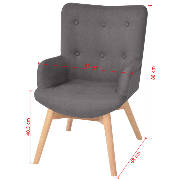 Fotoliu cu taburet pentru picioare, gri, material textil WALTI