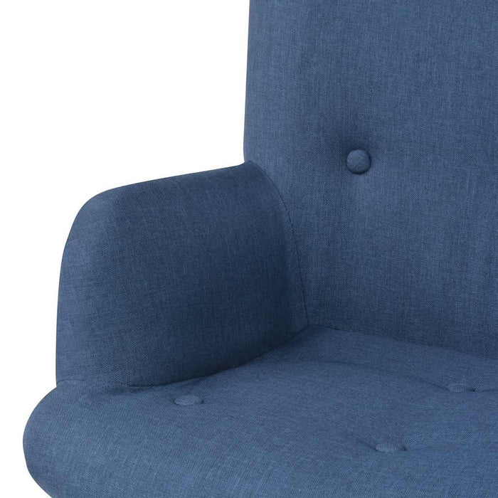 Fotoliu cu taburet, albastru, material textil WALTI