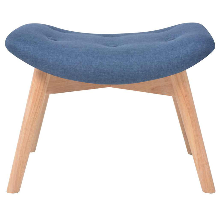 Fotoliu cu taburet, albastru, material textil WALTI