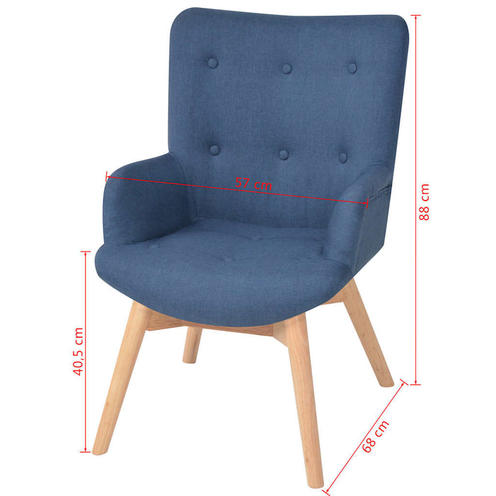 Fotoliu cu taburet, albastru, material textil WALTI