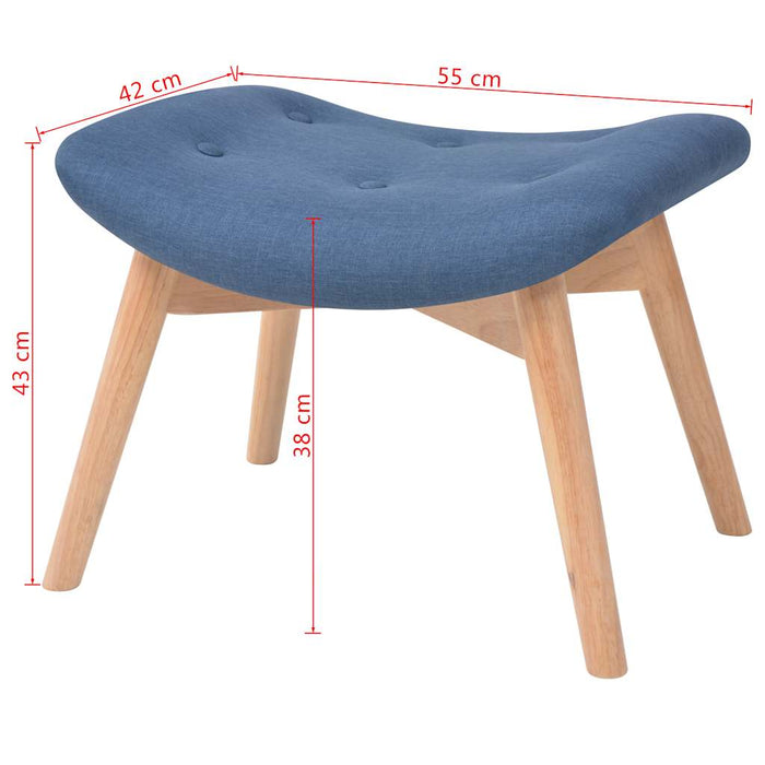 Fotoliu cu taburet, albastru, material textil WALTI