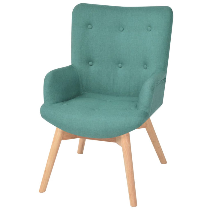 Fotoliu cu taburet pentru picioare, verde, material textil WALTI