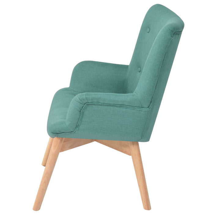 Fotoliu cu taburet pentru picioare, verde, material textil WALTI