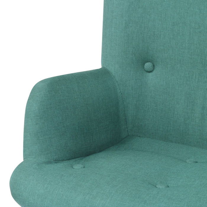 Fotoliu cu taburet pentru picioare, verde, material textil WALTI