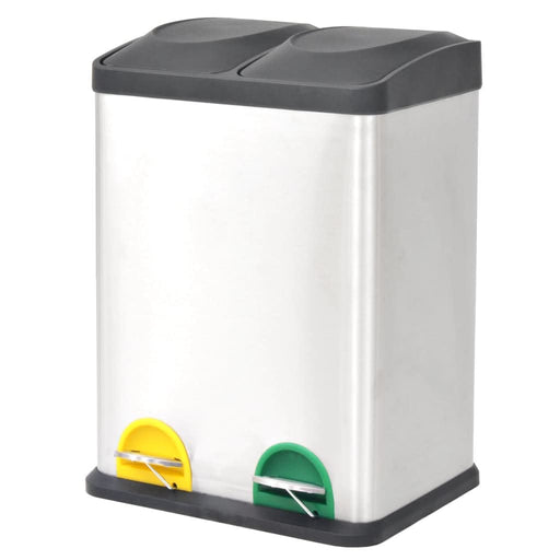 Coș gunoi cu pedale pentru reciclare, oțel inoxidabil, 36 L - WALTI WALTI