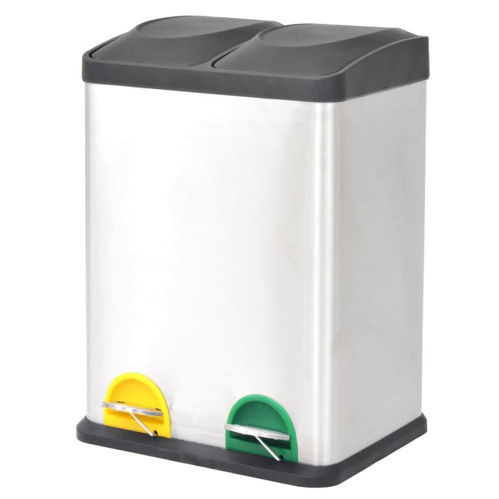 Coș gunoi cu pedale pentru reciclare, oțel inoxidabil, 36 L - WALTI WALTI