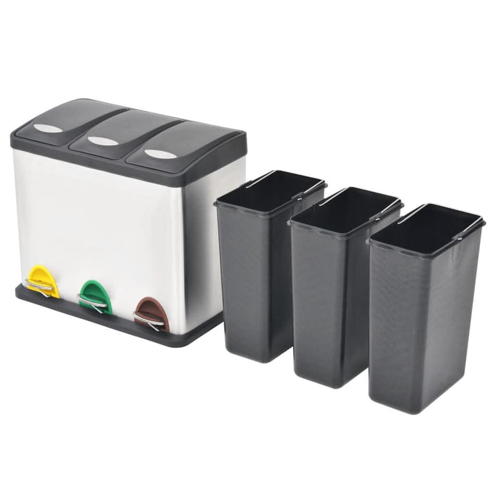 Coș gunoi cu pedale pentru reciclare, oțel inoxidabil, 24 L - WALTI WALTI