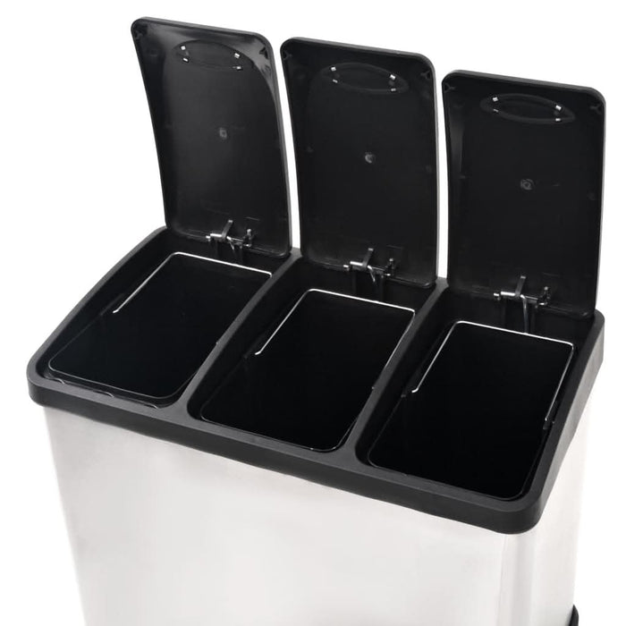 Coș gunoi cu pedale pentru reciclare, oțel inoxidabil, 24 L - WALTI WALTI