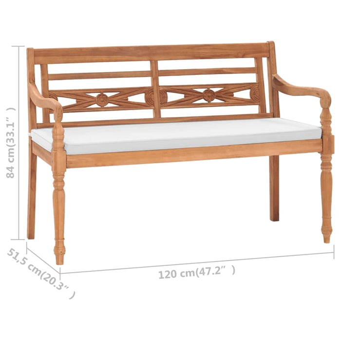 Bancă Batavia cu perne, 120 cm, lemn de tec - WALTI WALTI