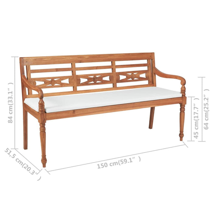 Bancă Batavia cu perne, 150 cm, lemn de tec - WALTI WALTI