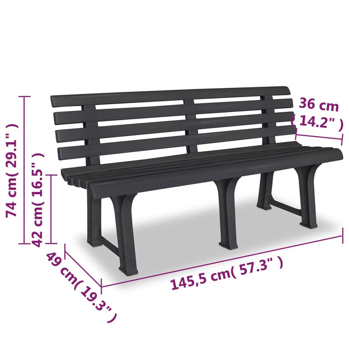 Bancă de grădină, antracit, 145,5 cm, plastic - WALTI WALTI